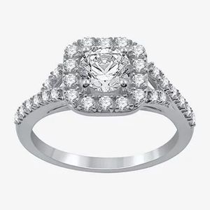 Womens White Sapphire Sterling Silver Cushion Cocktail Ring | Size 7